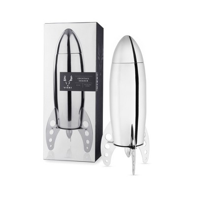 Viski Rocket Cocktail Shaker with Strainer Bar Set, Martini Shaker, Mixed Drink Shaker, Stainless Steel Cocktail Shaker, Bartending Tools, 24oz