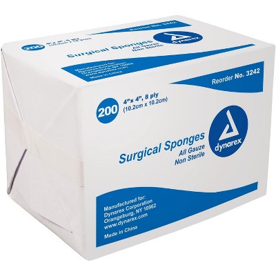 Dynarex 3242 Surgical Gauze Sponge 4 in. x 4 in. 8 Ply (Box of 200)