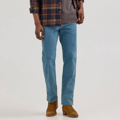 Wrangler Men's Relaxed Fit Straight Jeans - Light Wash 36x29: Midweight Denim, Cotton Blend, Mid Rise, Belt Loops, Machine Washable