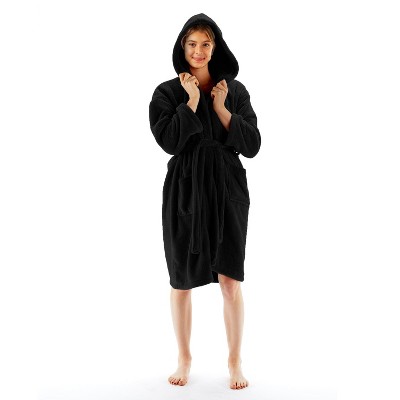 BC BARE COTTON Girls Hooded Robe Microfiber Plush Fleece Bathrobe