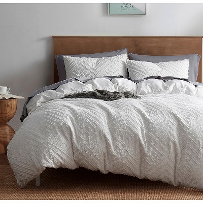 Nestl 3 Piece Tufted Boho Duvet Cover, Textured Duvet Cover Set with Zipper Closure