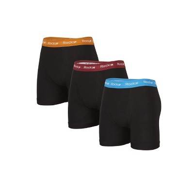 Rocky Men's Boxer Briefs, 3 Pack, Breath-Easy, 95% Cotton Underwear, Tagless