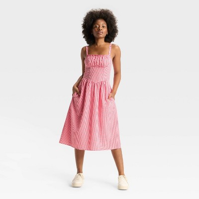 Women's Milkmaid Midi A-Line Dress - Wild Fable™