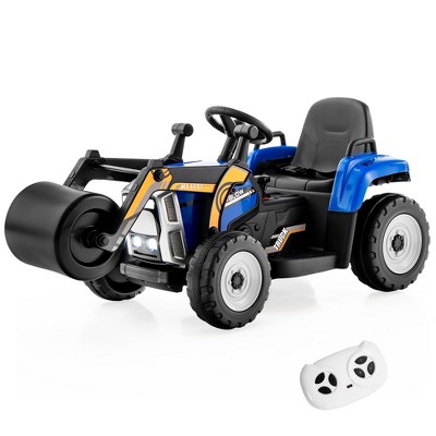 Costway Kids Ride On Roller 12V Electric Tractor Remote w/ Music & LED Light Yellow\Blue\Pink\Red