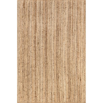 Nuloom 6x9 Rigo Jute Hand Woven Indoor Area Rug, Natural, Solid Farmhouse Design, Natural Fiber Bedroom, Living Room, Kitchen,