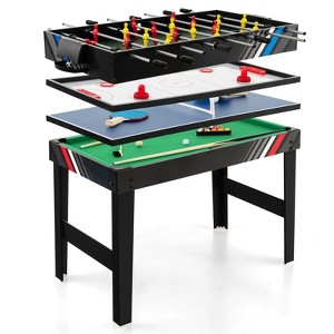 Costway 4-in-1 Combo Game Table 49" Foosball with Pool Billiards Air Hockey Table Tennis - 1 of 4
