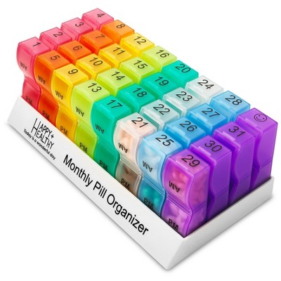 MEDca Monthly Pill Organizer - 31 Day Am/Pm Daily Pill Organizer 32 Pill Cases for Each Day, Pill Dispenser, Organizer Box for Vitamins & Medicine
