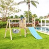 Outsunny Wooden Outdoor Playset with Baby Swing Seat, Toddler Slide, Wheel, Telescope, Backyard Playground Set, Kids Playground Equipment, Ages 1.5-4 - 2 of 4