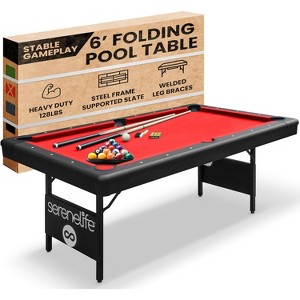 SereneLife SLPLTB76BL 76" Portable and Foldable Pool Table with Accessory Kit - 1 of 4