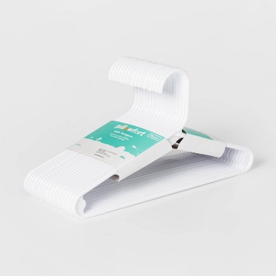 18pk Kids' Hangers White - Pillowfort™: Plastic Toddler Clothes Storage, Strap Notches, Lifetime Warranty