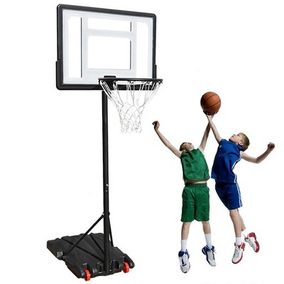 SKONYON 32" Portable Basketball Hoop, Adjustable Height 5.2-7ft, Outdoor Basketball Goal with Wheels