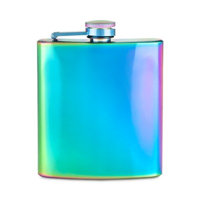 Blush Iridescent Stainless Steel Gifts for Women, Hidden Alcohol Barware, 6 oz, Rainbow, Set of 1, Mirage Flask