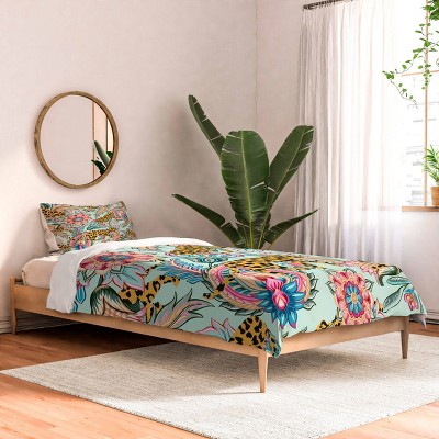 Deny Designs 83 Oranges Leopards and Floral Jungle Twin/Twin Xl Comforter and Sham Set (2-3pc Set)