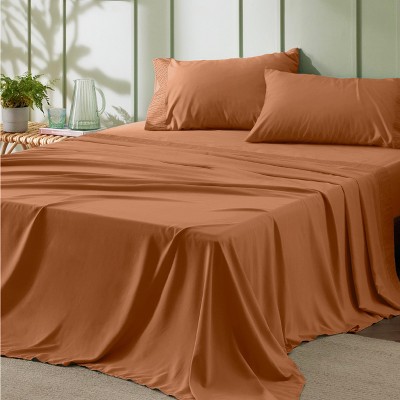 Bedsure | 3/4 Pcs Solid Embossed Soft Sheet & Pillowcase Bedding Set