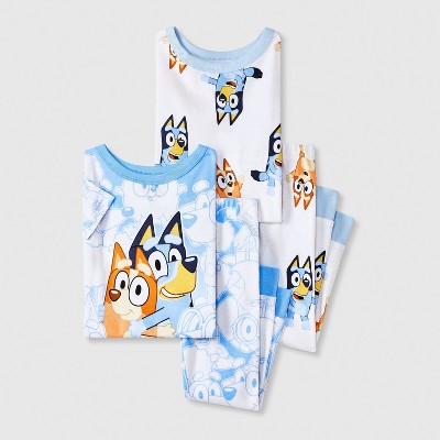 Toddler Boys' 4pc Snug Fit Cotton Bluey Pajama Set - White