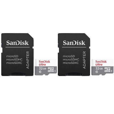 SanDisk 32GB Ultra UHS-I microSDHC Memory Card with SD Adapter - 2 Units