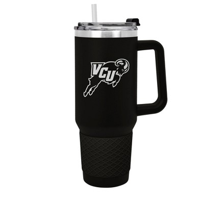 NCAA VCU Rams 40oz Colossus Travel Mug: Stainless Steel, Silicone Grip, Dual Lid Openings
