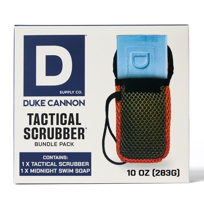 Duke Cannon Supply Co. Tactical Scrubber and Men's Bar Soap Bundle - Midnight Swim - 10oz