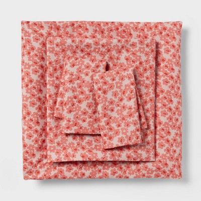 Twin/Twin XL Microfiber Sheet Set Pink Micro Floral - Room Essentials™