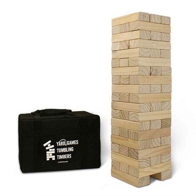 Yard Games Large Jr. Tumbling Timbers Wood Stacking Party Tailgate Backyard Game Indoor Outdoor with Carrying Case