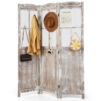 Costway 6FT Retro 3-Panel Room Divider Folding Privacy Screen Freestanding Wall Divider