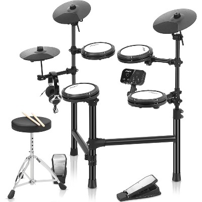 Whizmax Electronic Drum Set for Beginner with 150 Sounds,with 4 Quiet Electric Drum Pads, 2 Switch Pedal, Drum Throne, Drumsticks, On-Ear Headphones