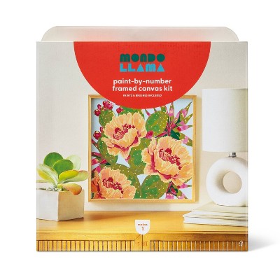 Flowering Cacti Paint by Number Painting Kit - Mondo Llama™: Adult Craft Activity, Canvas & Acrylic Paints