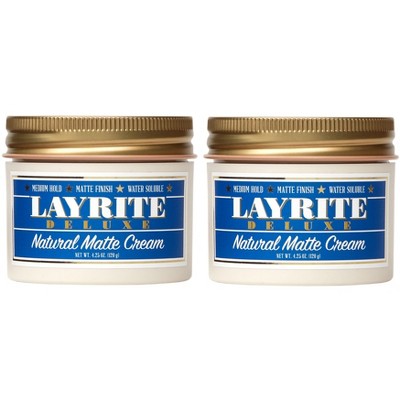 Layrite DELUXE NATURAL MATTE CREAM Man (PACK OF 2) 4.25 oz, Hair Pomade Gel for Men