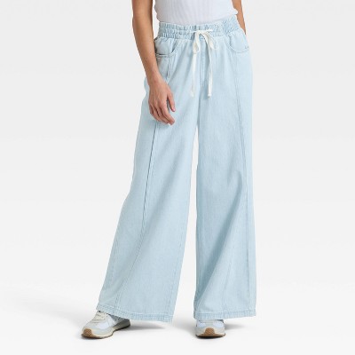 Women's High-Rise Drawstring Wide Leg Relaxed Fit Beach Pants - Universal Thread™