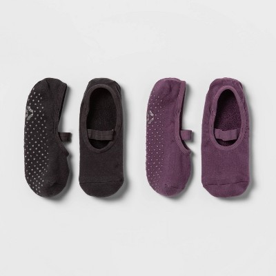 Solid Barre Liner Socks 2pk - Brown/Purple - All In Motion™: Cotton, Nylon Yoga Accessories