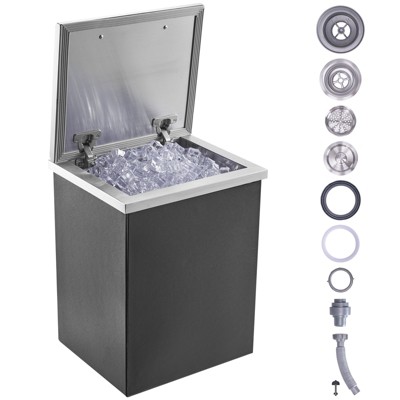 VEVOR Drop in Ice Chest, 14"L x 12"W x 18"H Stainless Steel Ice Cooler, Commercial Ice Bin with Hinged Cover, 40 qt Outdoor Kitchen Ice Bar
