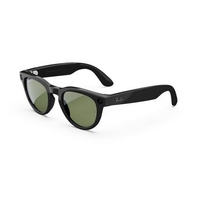 Ray-Ban Meta Headliner Glasses - Shiny Black Frames, Polarized Green Lenses