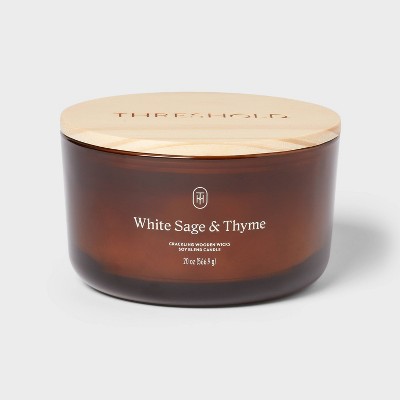 3-Wick Glass Wooden Wick Jar Candle - Threshold™
