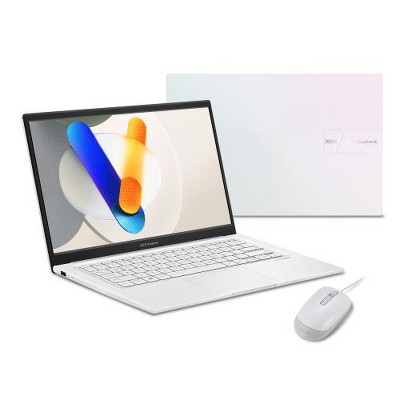 ASUS Vivobook 14" FHD Laptop Intel Core 5 120U 8GB RAM 512GB SSD Aurora White with Wired Optical White Mouse