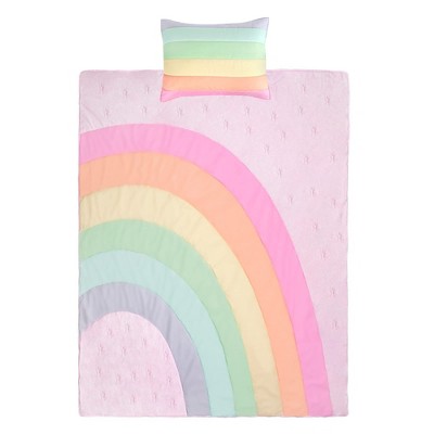 Tadpoles 2-Piece Rainbow Quilt Set | 1 Twin Bed Size Quilt & 1 Standard Sham | Made of 100% Micro-denier Polyester Fiber
