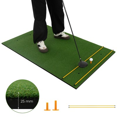 Costway 5 x 3 FT Golf Hitting Mat Artificial Indoor Outdoor Turf Golf Training Mat 25 mm
