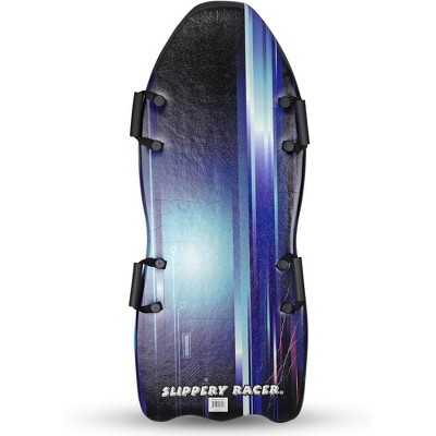 Slippery Racer Downhill Falcon Adults and Kids Foam Toboggan Snow Sled for Up to 2 Riders with Handles, Midnight Hologram Blue (Pack Of 2)